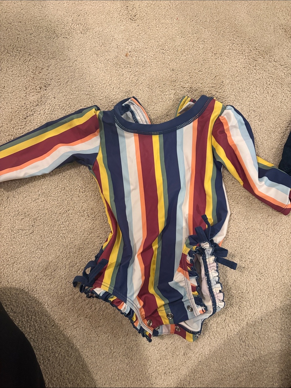 Kids Rainbow Stripe One-Piece Swimsuit - Long Sleeve